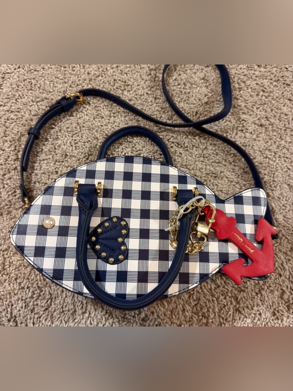 Betsey Johnson Checkered Fish
Crossbody Bag